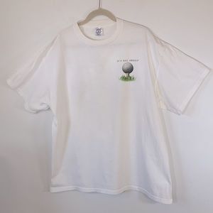 Delta Pro-Weight Golf Graphics Mens Size XL Relaxed Fit 100% Cotton White Tee